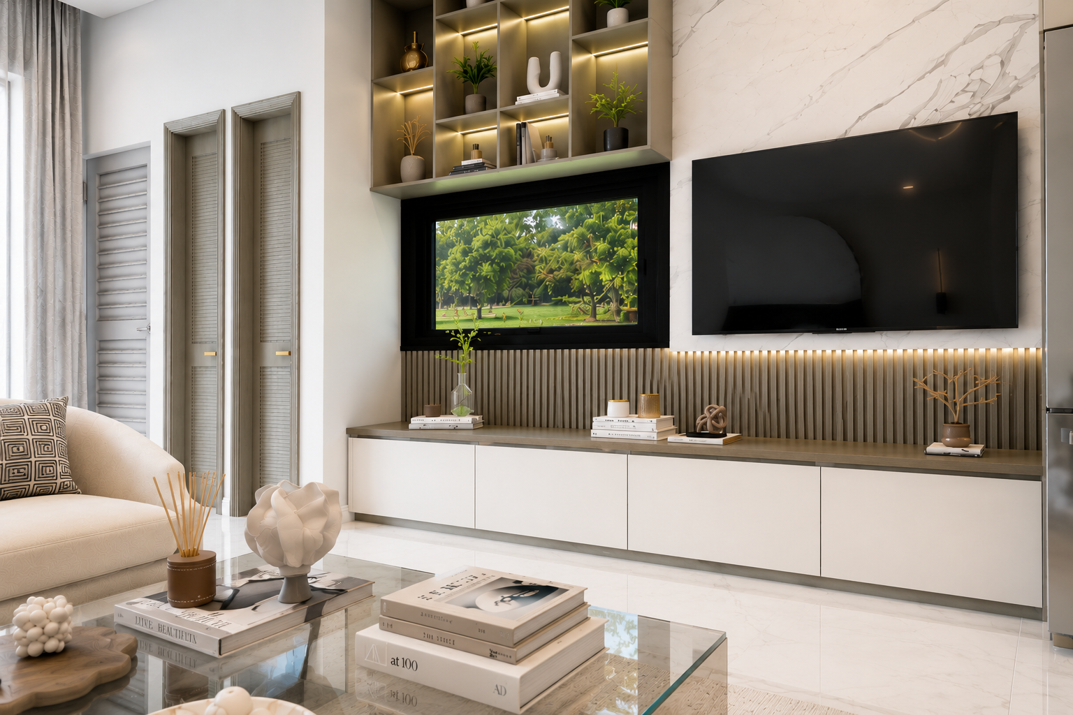The Summit penthouse open-plan living and kitchen, close up